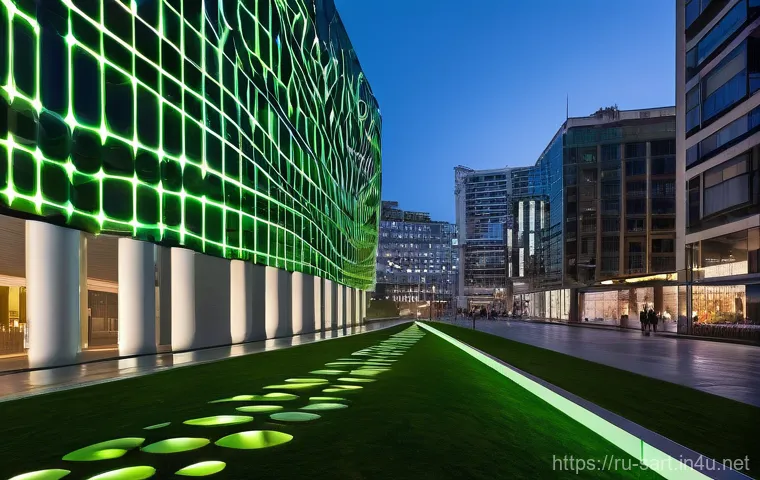 지하철 아트와 환경미술 - **"A vibrant urban park showcasing an innovative ecological art installation. In the foreground, a l...