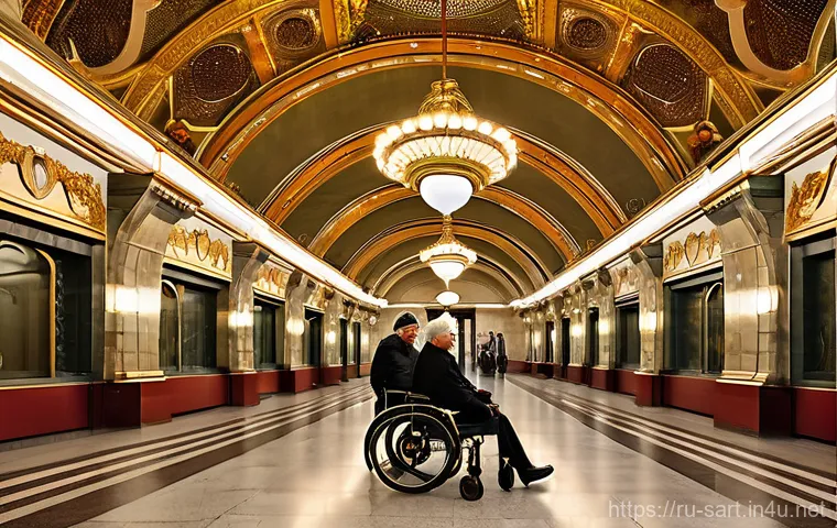 지하철 아트와 장애인 참여 - Prompt 1: Grandeur and Accessibility in Moscow Metro Art**