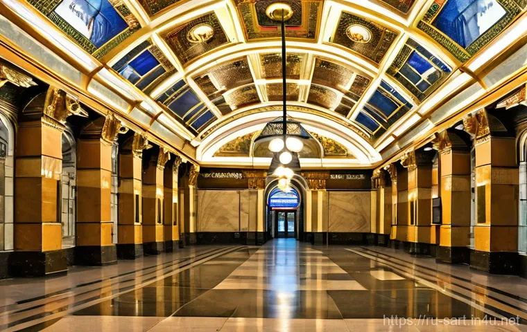 지하철 아트 공공미술의 정의 - **Prompt 1: Grandeur of Historic Moscow Metro**
"A majestic and opulent interior of a historic M...